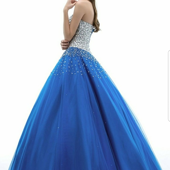 Royal Blue Strapless Prom Dress - Picture 3 of 7